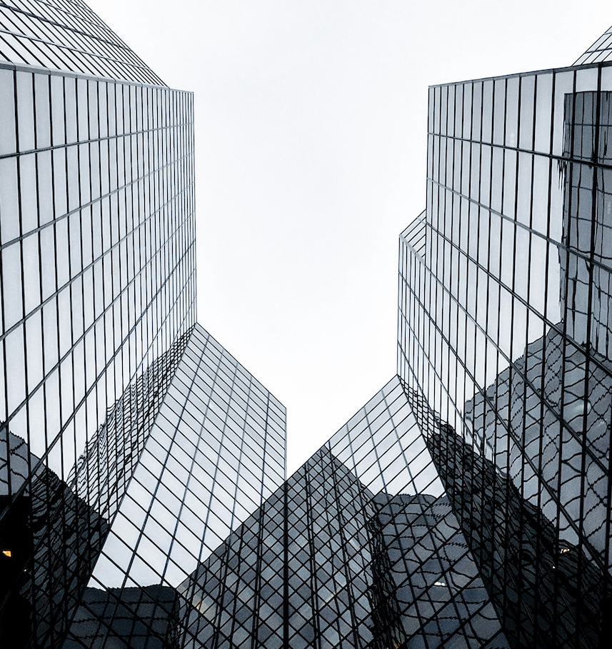 Modern financial district — skyline at dusk